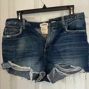L'AGENCE Blue Distressed Denim Shorts